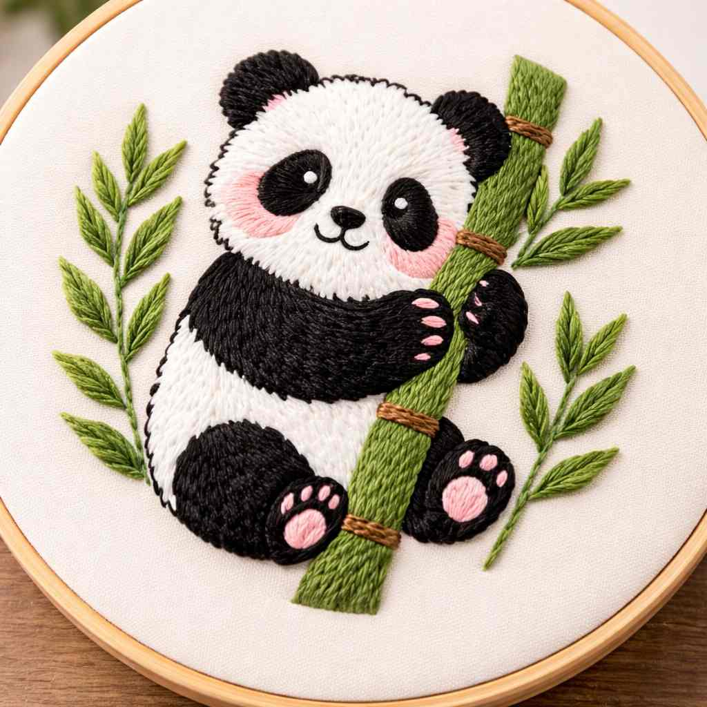 CraftHoop Cute Panda Embroidery Kit