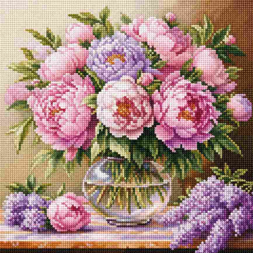 CraftHoop Vintage Floral Vase Cross Stitch Kit