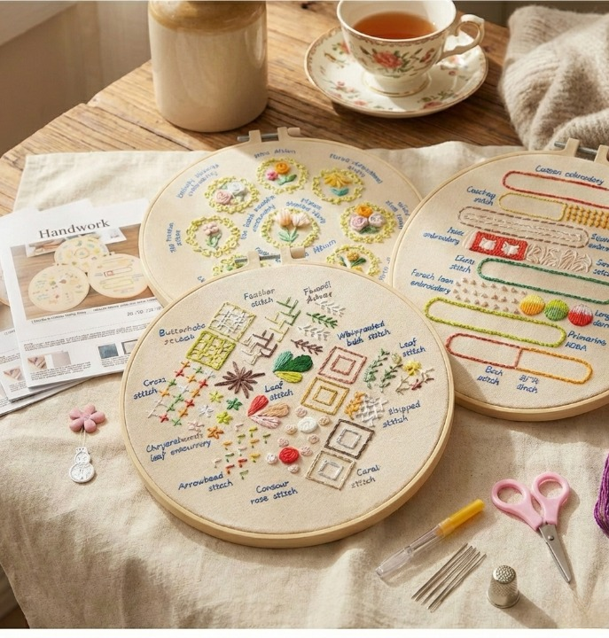 CraftHoop Vintage Stitch Sampler for Beginners Embroidery Kit