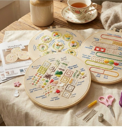 CraftHoop Vintage Stitch Sampler for Beginners Embroidery Kit