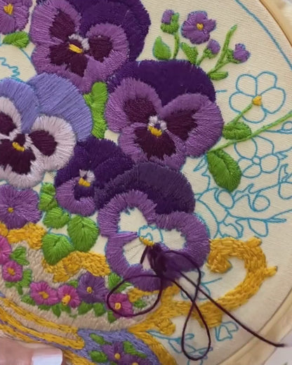 CraftHoop Pansy Tea Time Embroidery Kit