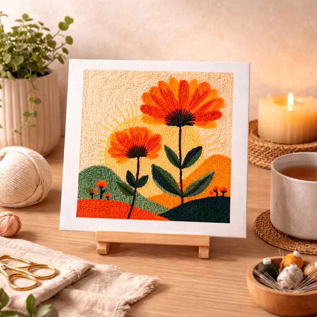 CraftHoop Colorful Bloom Punch Needle Kit