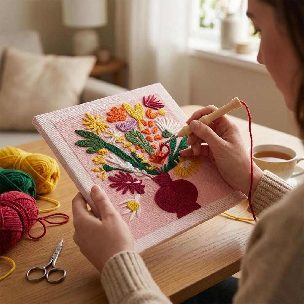 CraftHoop Colorful Bloom Punch Needle Kit
