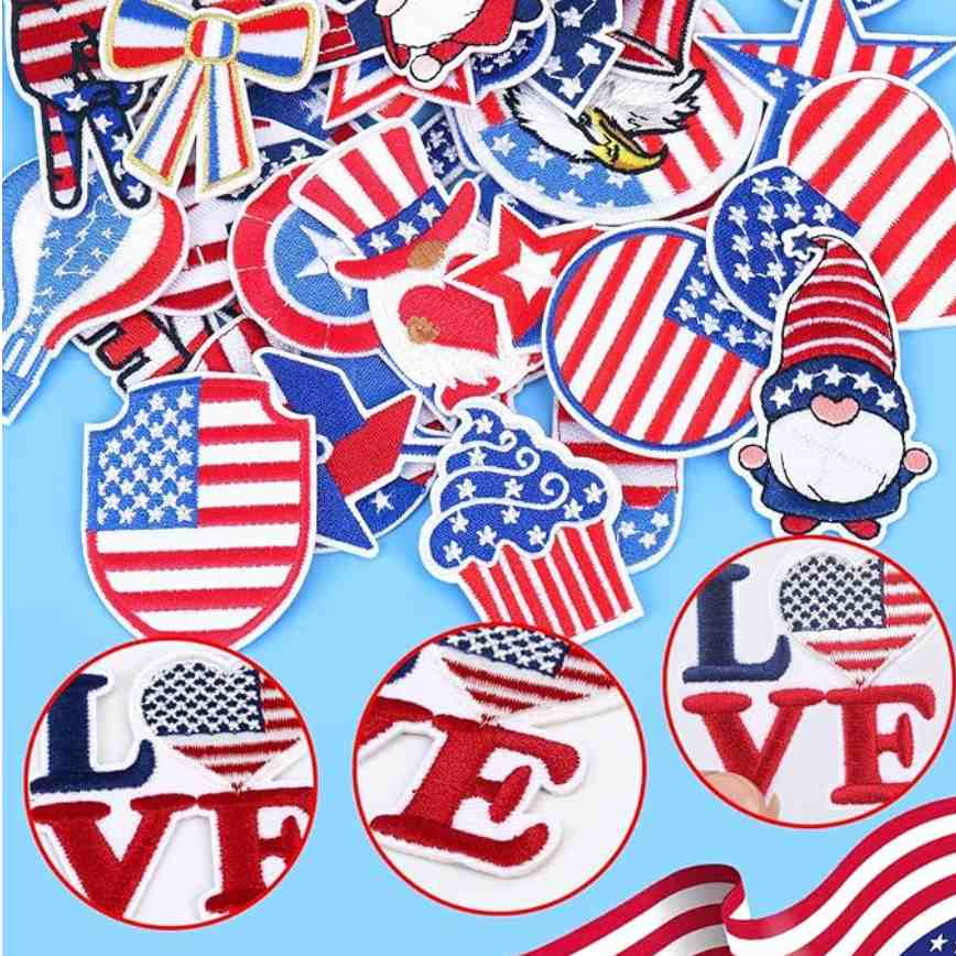 CraftHoop 36PCS USA Independence Iron-On Patch Set