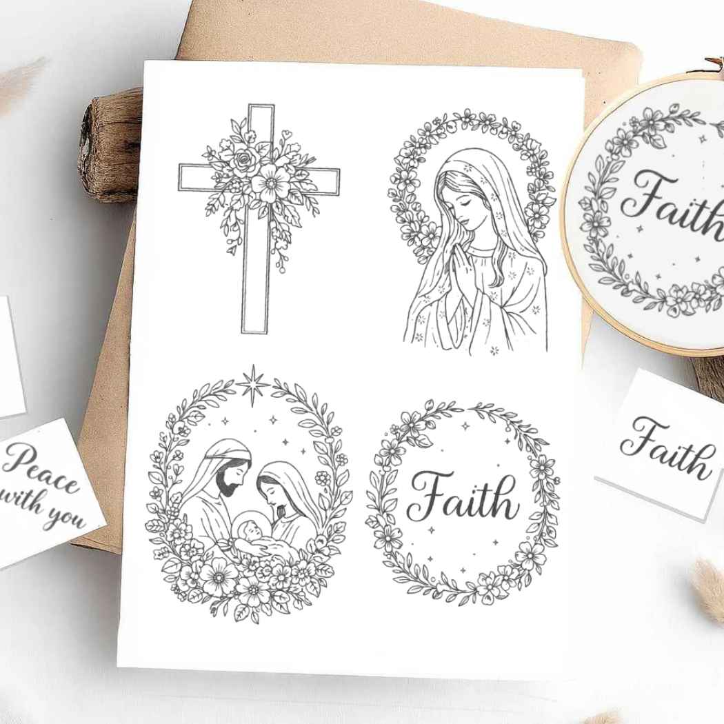 CraftHoop Faith & Blessings Stick & Stitch – Water-Soluble Transfers