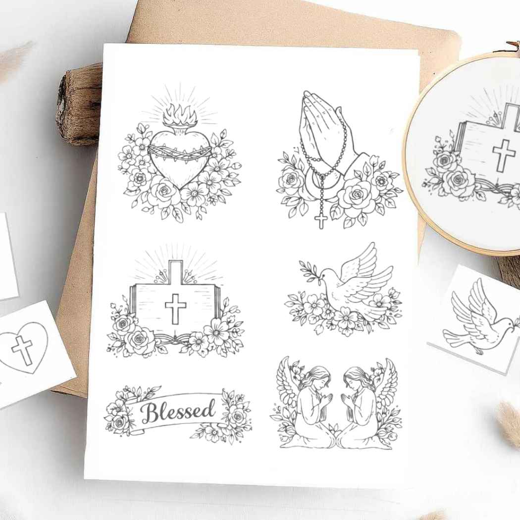 CraftHoop Faith & Blessings Stick & Stitch – Water-Soluble Transfers