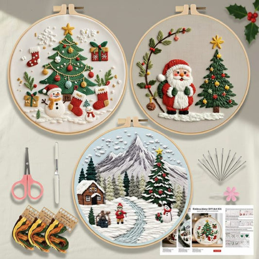 CraftHoop Jolly Christmas 3-Piece Embroidery Kit