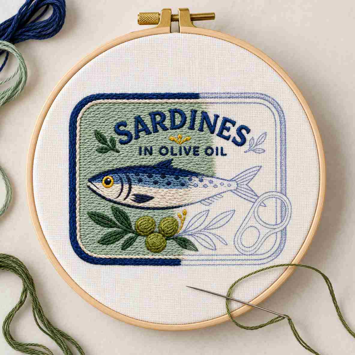 CraftHoop Coastal Sardines Embroidery Kit