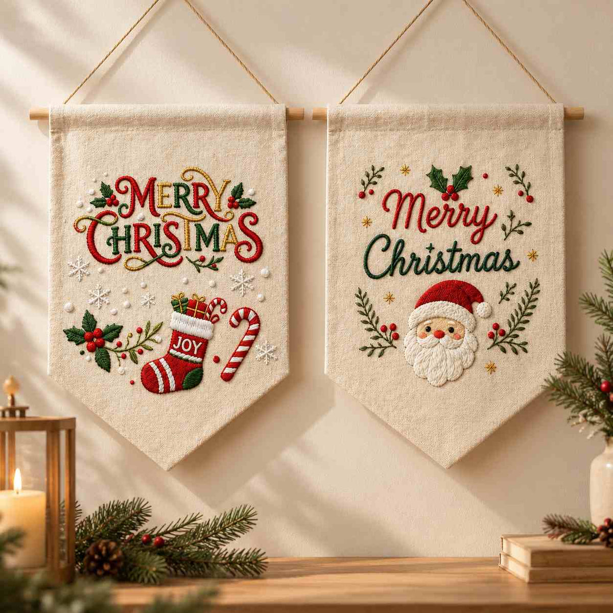 CraftHoop Christmas Village DIY Embroidery Wall Hanging Kit