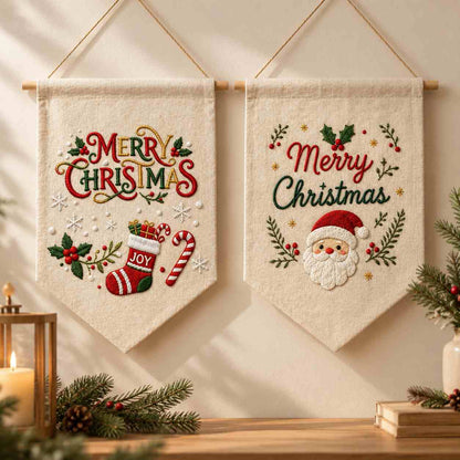 CraftHoop Christmas Village DIY Embroidery Wall Hanging Kit