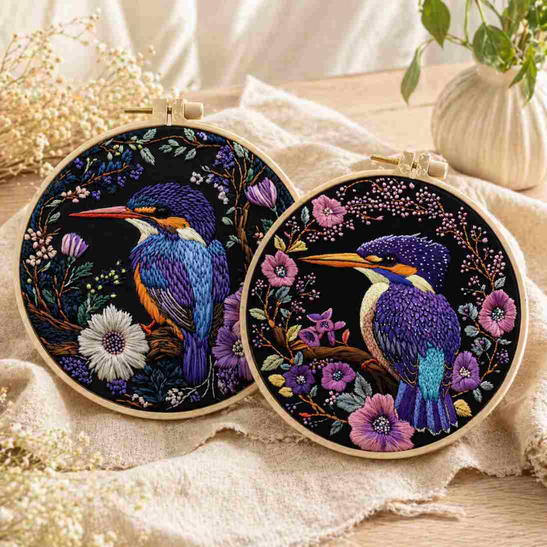 CraftHoop Royal Kingfisher Embroidery Kit