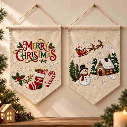 CraftHoop Christmas Village DIY Embroidery Wall Hanging Kit