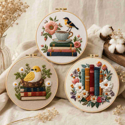 CraftHoop Cozy Books Embroidery Kits