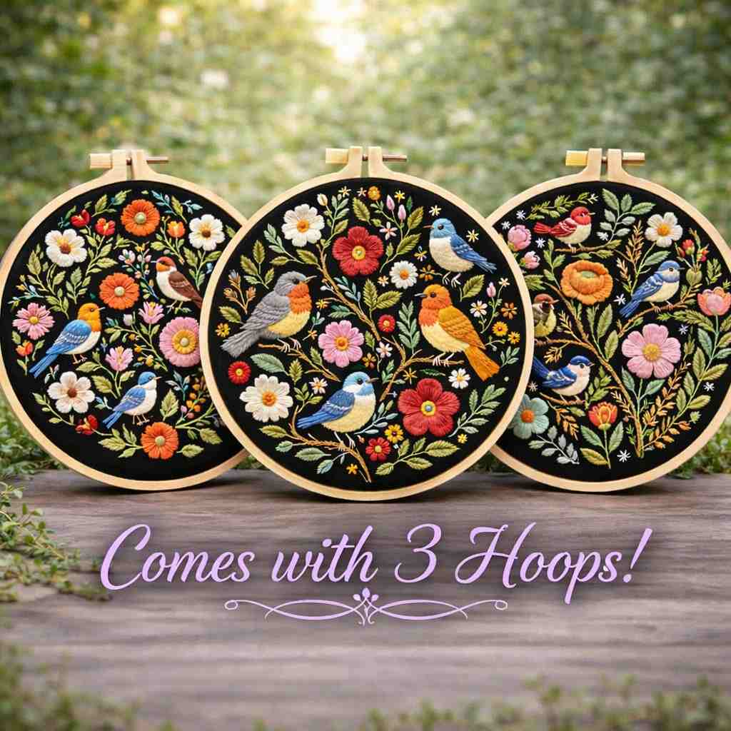 CraftHoop Wildflower Birds Embroidery Kit