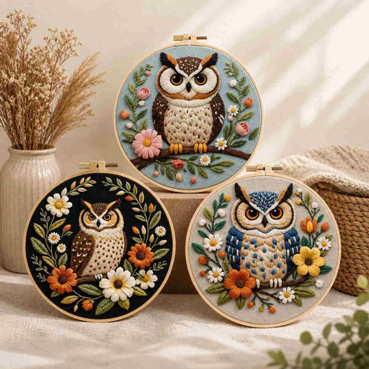 CraftHoop Cozy Owl Embroidery Kit