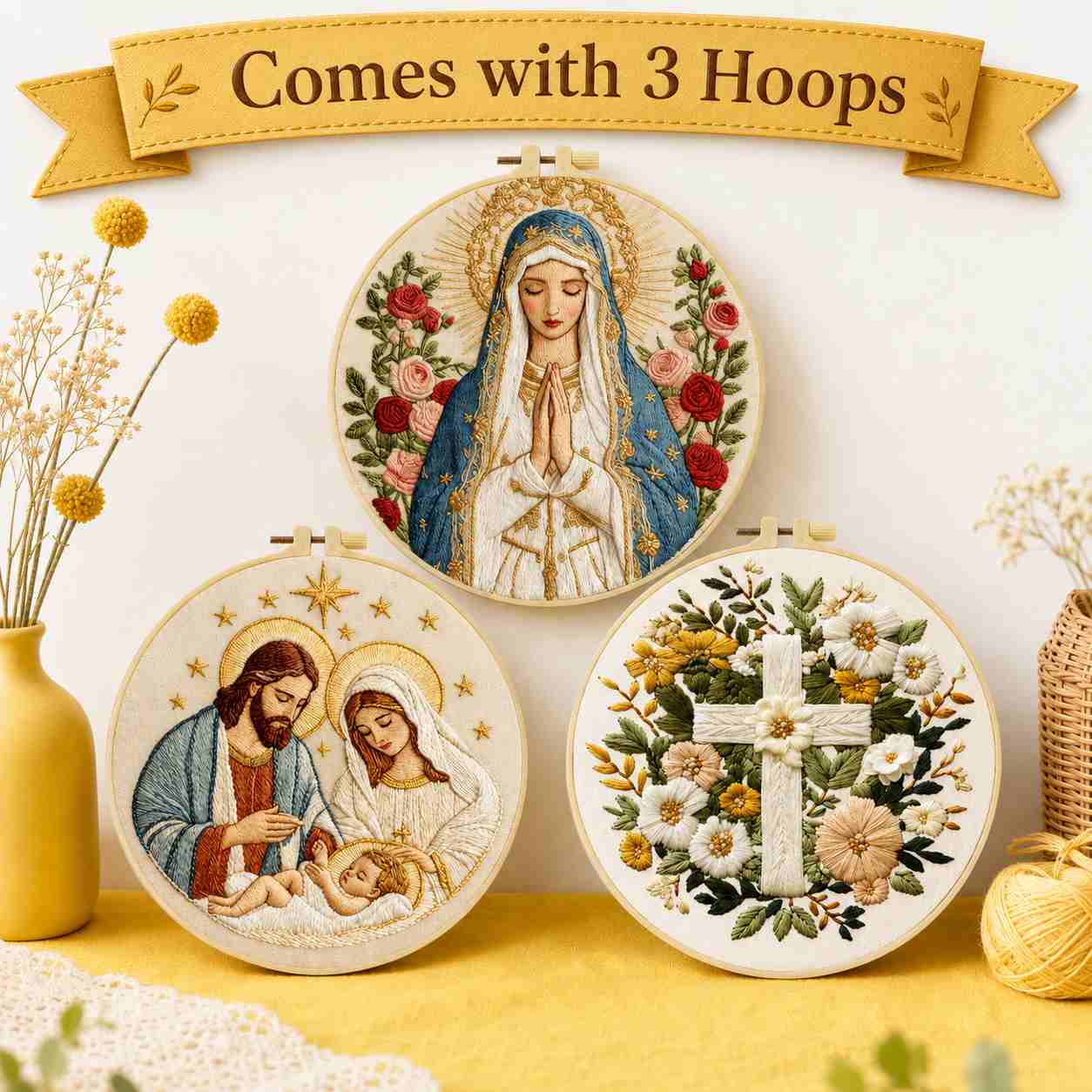 CraftHoop Sacred Nativity Embroidery Kits