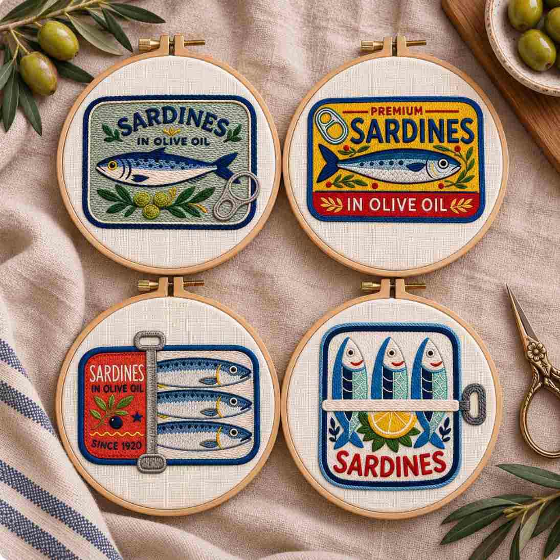 CraftHoop Coastal Sardines Embroidery Kit