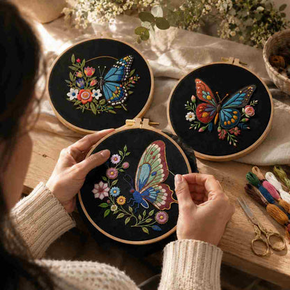 CraftHoop Midnight Butterfly Embroidery Kit