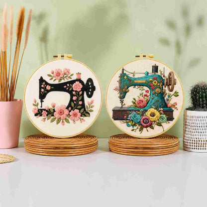CraftHoop Vintage Sewing Machine Embroidery Kit