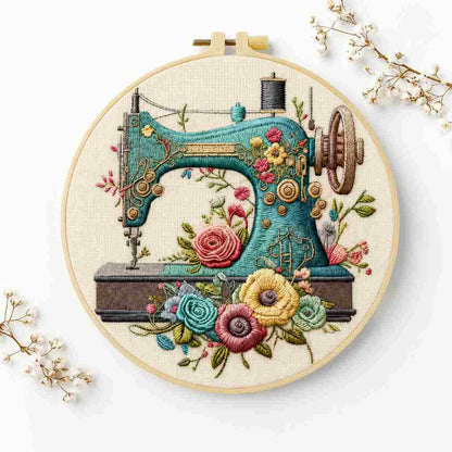 CraftHoop Vintage Sewing Machine Embroidery Kit