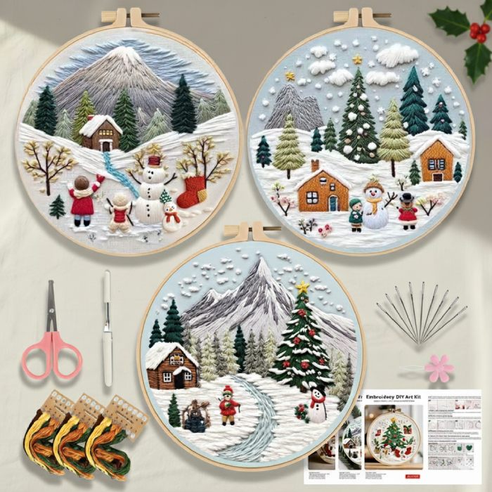 CraftHoop Jolly Christmas 3-Piece Embroidery Kit