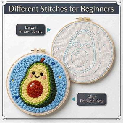 CraftHoop Happy Avocado Punch Needle Kit