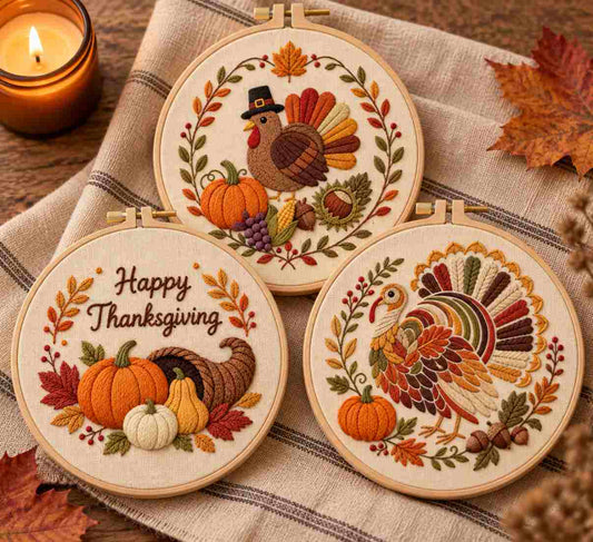 CraftHoop Happy Thanksgiving Embroidery Kit