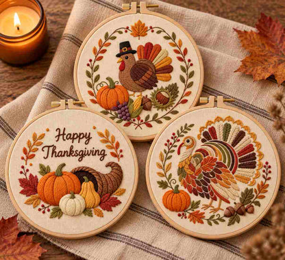CraftHoop Happy Thanksgiving Embroidery Kit
