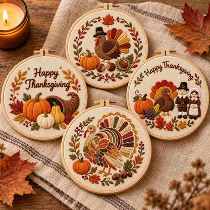 CraftHoop Happy Thanksgiving Embroidery Kit