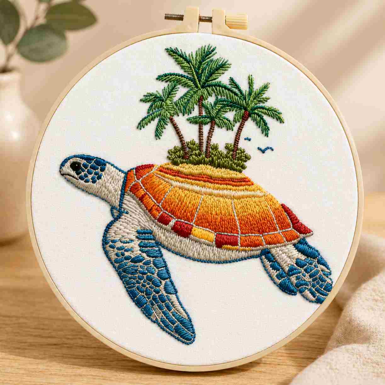 CraftHoop Tropical Turtle Embroidery Kit