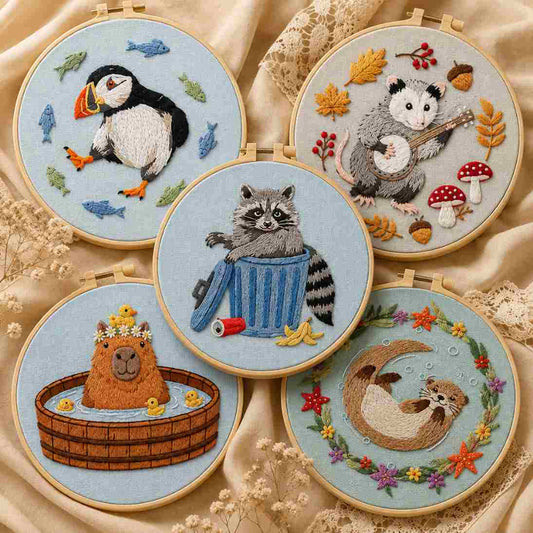 CraftHoop Woodland Friends 3-Piece Embroidery Kit