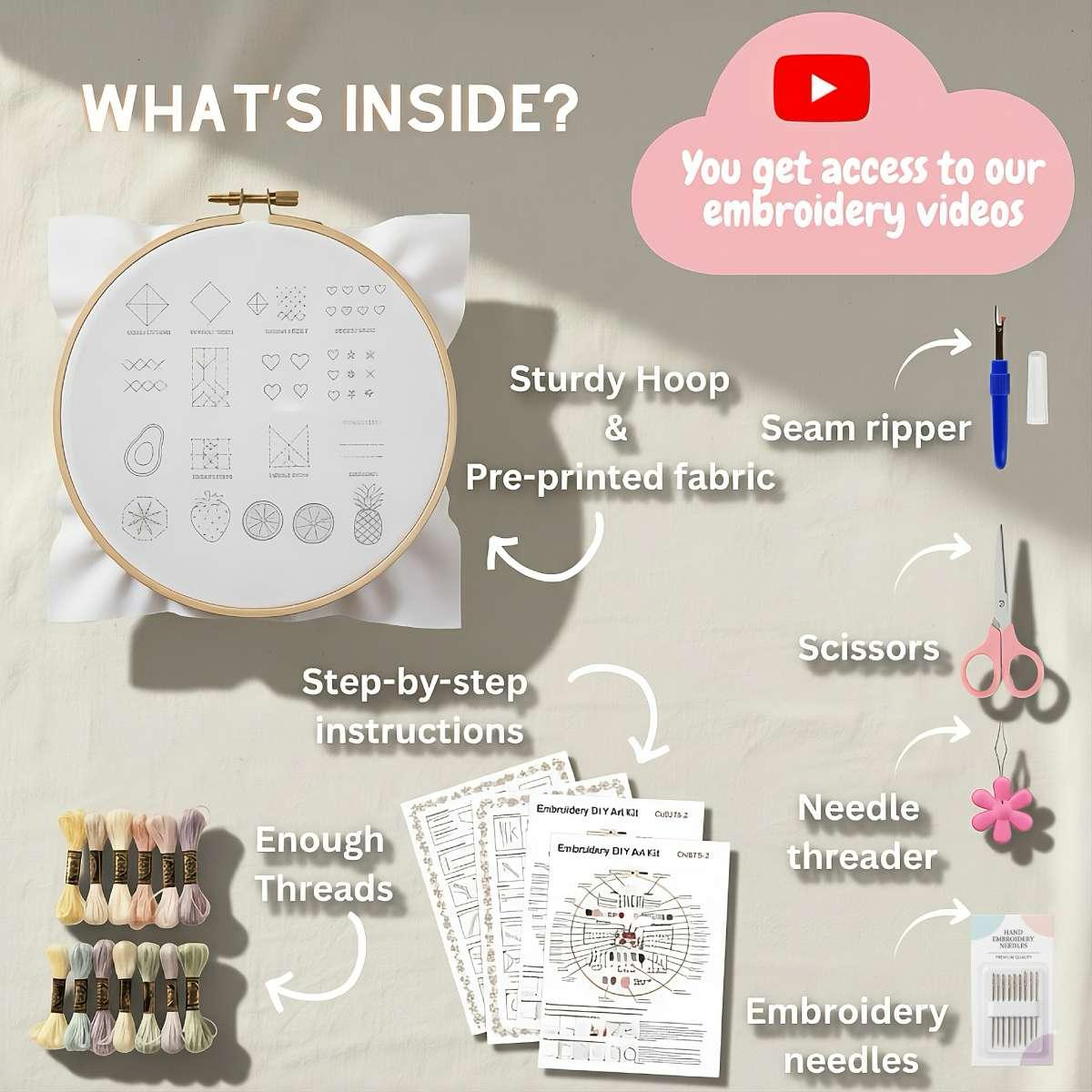 CraftHoop Vintage Stitch Sampler for Beginners Embroidery Kit