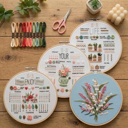 CraftHoop 3-in-1 Beginner Embroidery Kit – Learn, Practice & Stitch