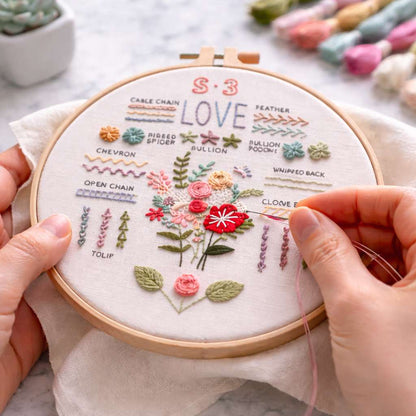 CraftHoop 3-Piece Learn & Stitch Embroidery Starter Kit