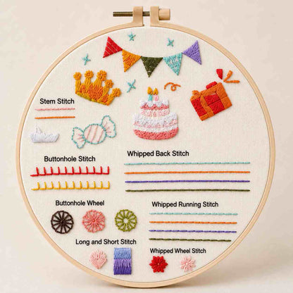 CraftHoop Stitch & Learn Beginner Embroidery Kit – Summer Edition